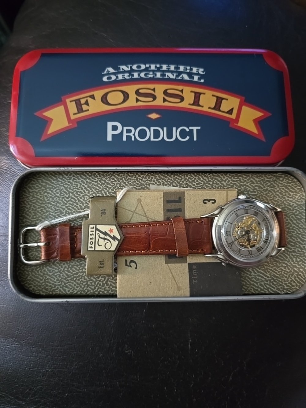 Fossil Automatic Skeleton Watch - Brown Leather Strap